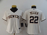 Women Brewers 22 Christian Yelich Cream Nike 2020 Cool Base Jersey,baseball caps,new era cap wholesale,wholesale hats